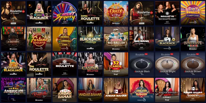 Stoły kasyna na żywo w Betory Casino